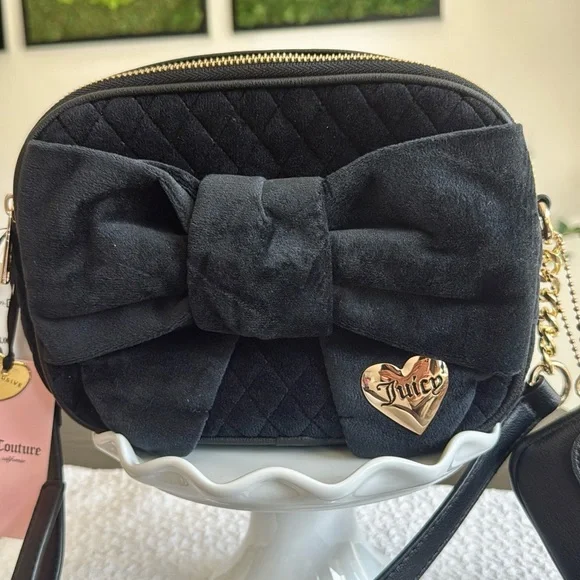 Juicy Couture Black Quilted Bow Bag New - Picture 2 of 7